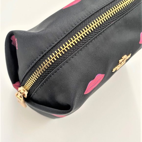 $98 Coach Small Nylon Boxy Cosmetic Case Pink Lips - Picture 4 of 6